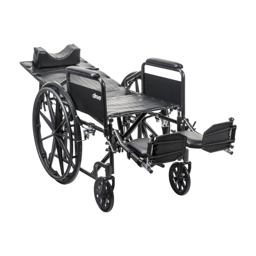 Drive Medical SSP16RBDFAV Silver Sport Full-Reclining Wheelchair, Full Arms, 16" Seat
